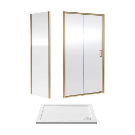 [BEZET002] Almington Sliding Shower Door, Side Panel and Shower Tray - Choice of Size and Finish - Cutout
