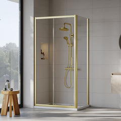 [BEZET002] Almington Sliding Shower Door, Side Panel and Shower Tray - Choice of Size and Finish - Lifestyle 1
