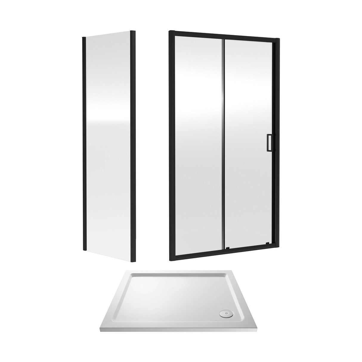 [BEZET006] Almington Sliding Shower Door, Side Panel and Shower Tray - Choice of Size and Finish - Cutout