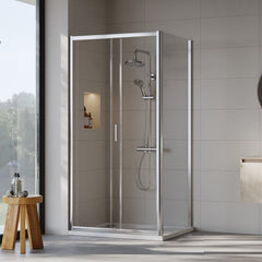 [BEZET007] Almington Sliding Shower Door, Side Panel and Shower Tray - Choice of Size and Finish - Lifestyle 1