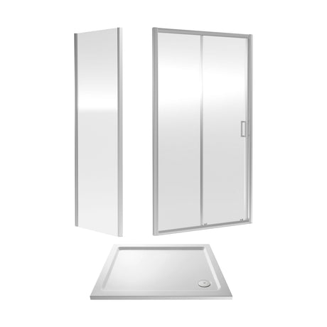 [BEZET010] Almington Sliding Shower Door, Side Panel and Shower Tray - Choice of Size and Finish - Cutout