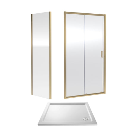 [BEZET011] Almington Sliding Shower Door, Side Panel and Shower Tray - Choice of Size and Finish - Cutout
