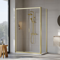 [BEZET014] Almington Sliding Shower Door, Side Panel and Shower Tray - Choice of Size and Finish - Lifestyle 2