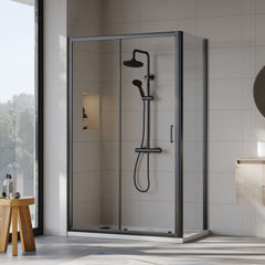 [BEZET015] Almington Sliding Shower Door, Side Panel and Shower Tray - Choice of Size and Finish - Lifestyle 1