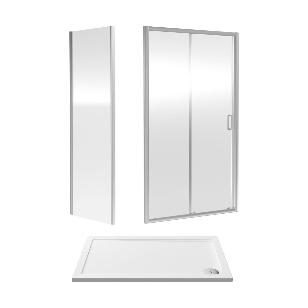 [BEZET016] Almington Sliding Shower Door, Side Panel and Shower Tray - Choice of Size and Finish - Cutout