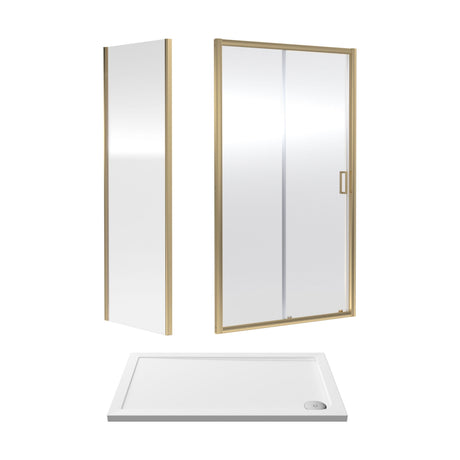 [BEZET017] Almington Sliding Shower Door, Side Panel and Shower Tray - Choice of Size and Finish - Cutout