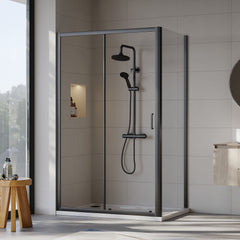 [BEZET018] Almington Sliding Shower Door, Side Panel and Shower Tray - Choice of Size and Finish - Lifestyle 2