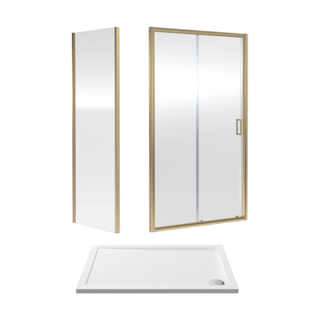 [BEZET020] Almington Sliding Shower Door, Side Panel and Shower Tray - Choice of Size and Finish - Cutout