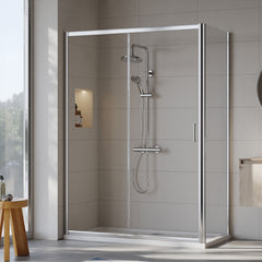 [BEZET025] Almington Sliding Shower Door, Side Panel and Shower Tray - Choice of Size and Finish - Lifestyle 1