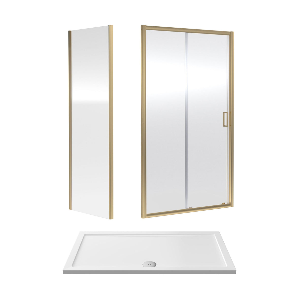 [BEZET029] Almington Sliding Shower Door, Side Panel and Shower Tray - Choice of Size and Finish - Cutout