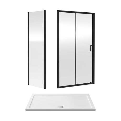 [BEZET030] Almington Sliding Shower Door, Side Panel and Shower Tray - Choice of Size and Finish - Cutout