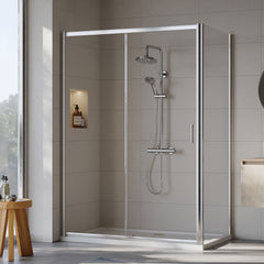 [BEZET031] Almington Sliding Shower Door, Side Panel and Shower Tray - Choice of Size and Finish - Lifestyle 1