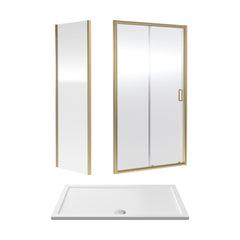[BEZET032] Almington Sliding Shower Door, Side Panel and Shower Tray - Choice of Size and Finish - Cutout