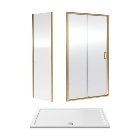 [BEZET032] Almington Sliding Shower Door, Side Panel and Shower Tray - Choice of Size and Finish - Cutout