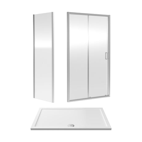 [BEZET034] Almington Sliding Shower Door, Side Panel and Shower Tray - Choice of Size and Finish - Cutout