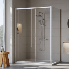 [BEZET034] Almington Sliding Shower Door, Side Panel and Shower Tray - Choice of Size and Finish - Lifestyle 2