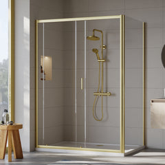 [BEZET035] Almington Sliding Shower Door, Side Panel and Shower Tray - Choice of Size and Finish - Lifestyle 2