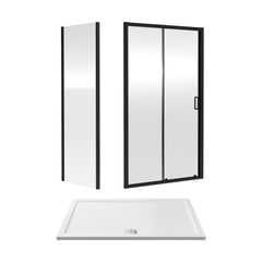 [BEZET036] Almington Sliding Shower Door, Side Panel and Shower Tray - Choice of Size and Finish - Cutout