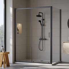 [BEZET036] Almington Sliding Shower Door, Side Panel and Shower Tray - Choice of Size and Finish - Lifestyle 1