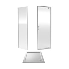 [BEZET040] Almington Pivot Shower Door, Side Panel and Shower Tray - Choice of Size and Finish - Cutout