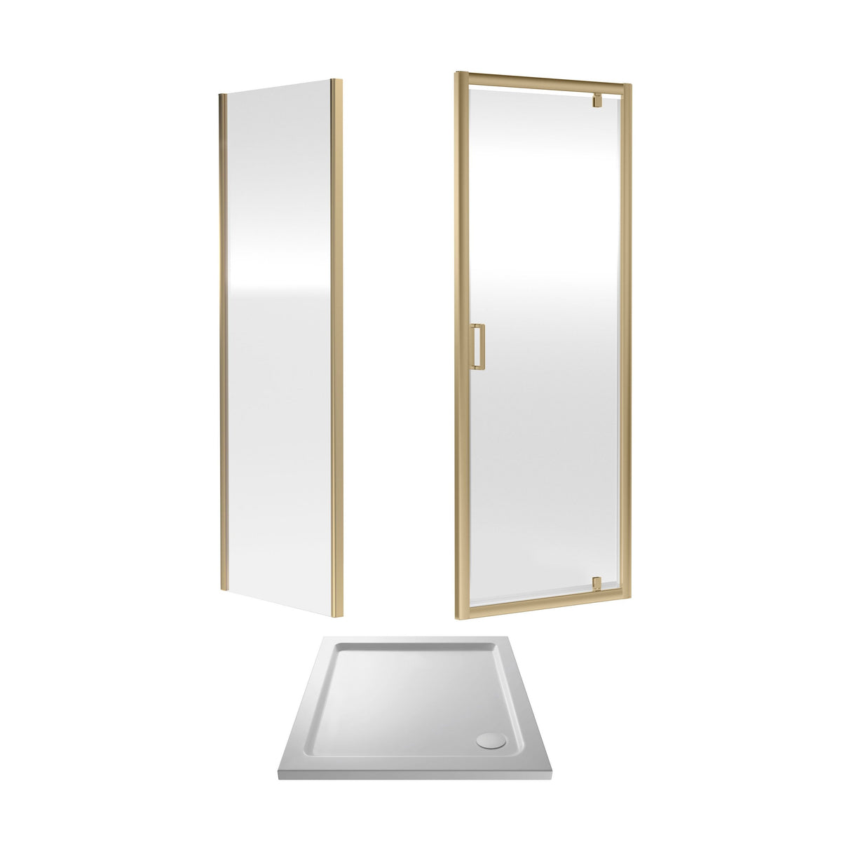 [BEZET041] Almington Pivot Shower Door, Side Panel and Shower Tray - Choice of Size and Finish - Cutout