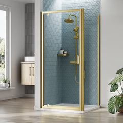 [BEZET044] Almington Pivot Shower Door, Side Panel and Shower Tray - Choice of Size and Finish - Lifestyle 1