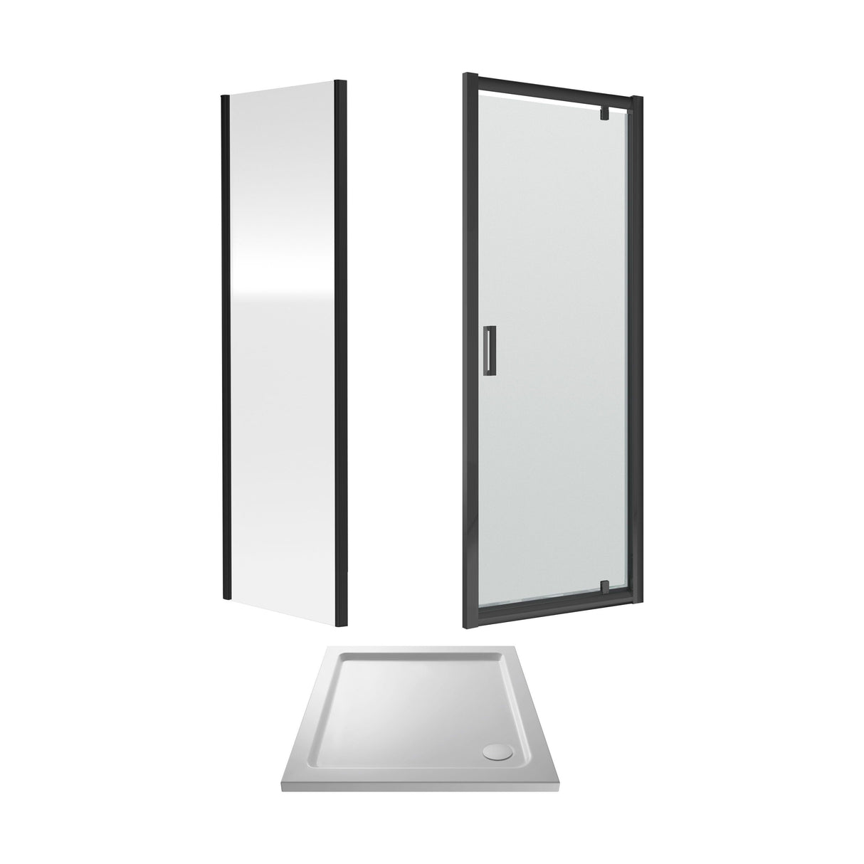 [BEZET045] Almington Pivot Shower Door, Side Panel and Shower Tray - Choice of Size and Finish - Cutout
