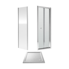 [BEZET046] Almington Bi-Fold Shower Door, Side Panel and Shower Tray - Choice of Size and Finish - Cutout