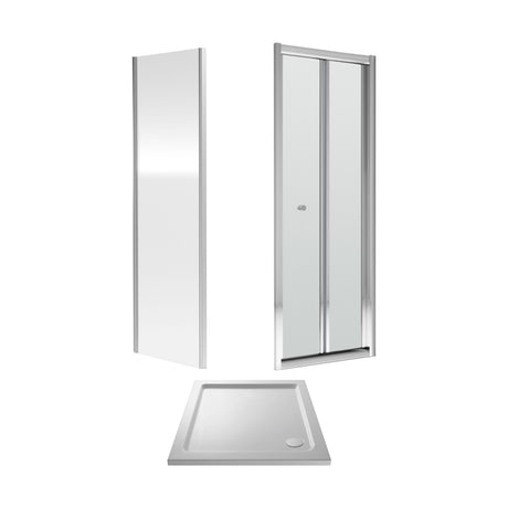 [BEZET046] Almington Bi-Fold Shower Door, Side Panel and Shower Tray - Choice of Size and Finish - Cutout