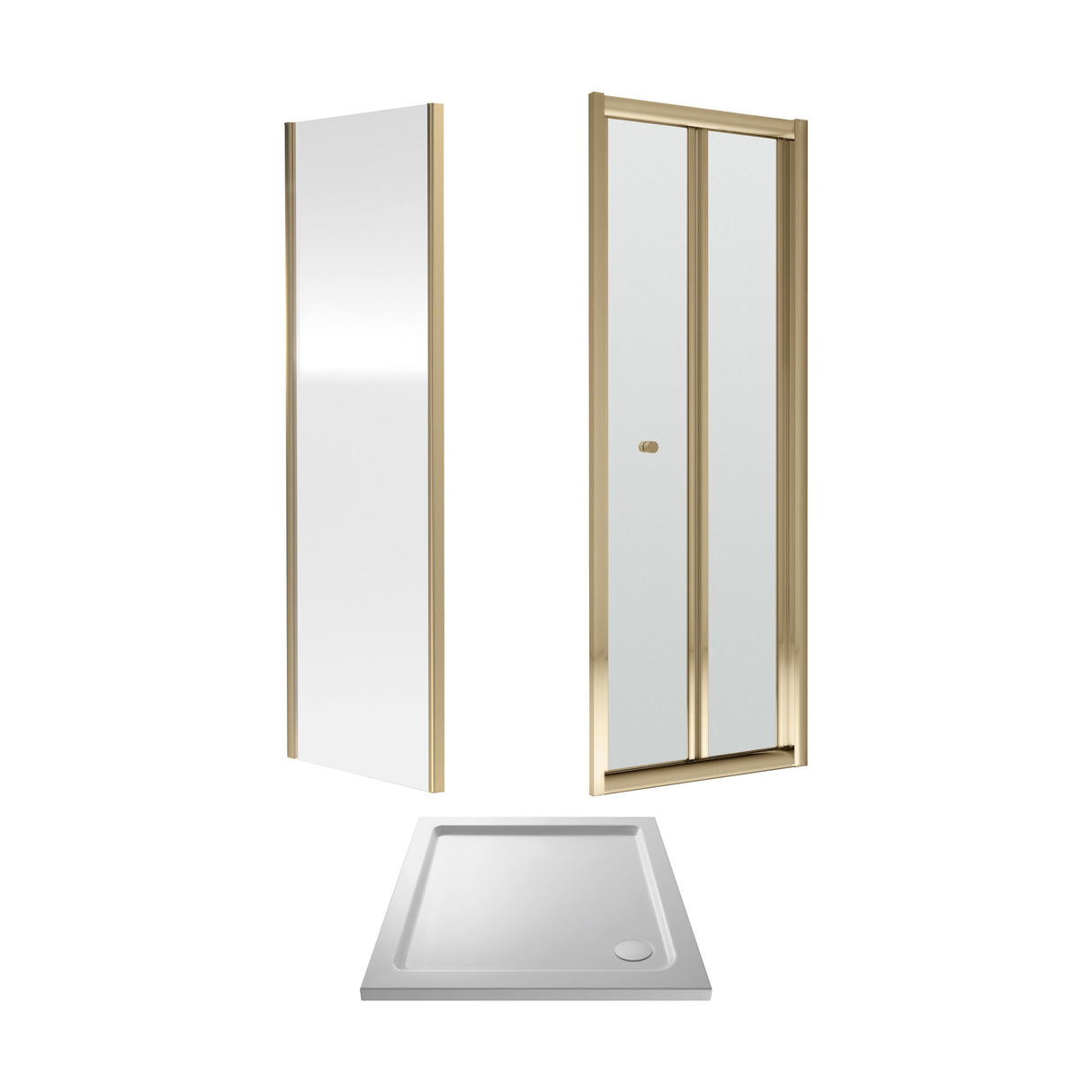 [BEZET047] Almington Bi-Fold Shower Door, Side Panel and Shower Tray - Choice of Size and Finish - Cutout