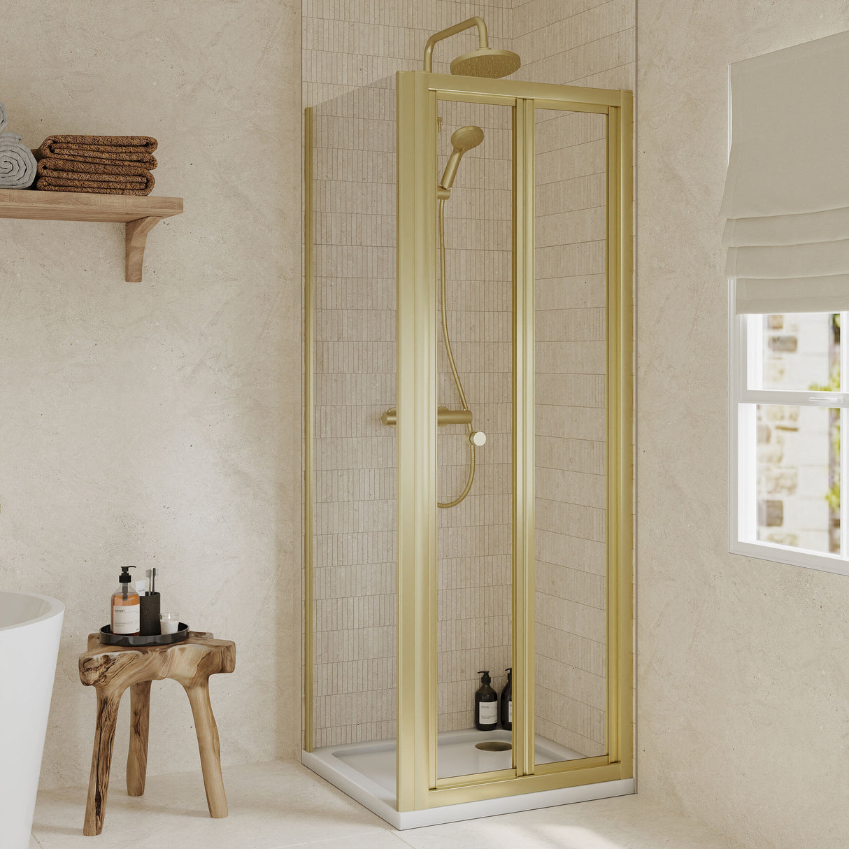 [BEZET047] Almington Bi-Fold Shower Door, Side Panel and Shower Tray - Choice of Size and Finish - Lifestyle 2
