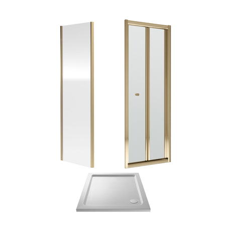 [BEZET050] Almington Bi-Fold Shower Door, Side Panel and Shower Tray - Choice of Size and Finish - Cutout