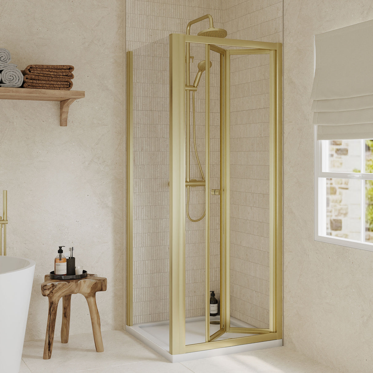 [BEZET050] Almington Bi-Fold Shower Door, Side Panel and Shower Tray - Choice of Size and Finish - Lifestyle 1