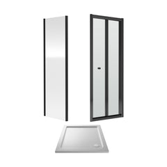 [BEZET051] Almington Bi-Fold Shower Door, Side Panel and Shower Tray - Choice of Size and Finish - Cutout