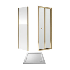 [BEZET053] Almington Bi-Fold Shower Door, Side Panel and Shower Tray - Choice of Size and Finish - Cutout