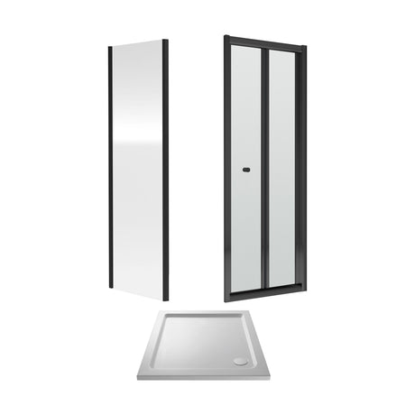 [BEZET054] Almington Bi-Fold Shower Door, Side Panel and Shower Tray - Choice of Size and Finish - Cutout