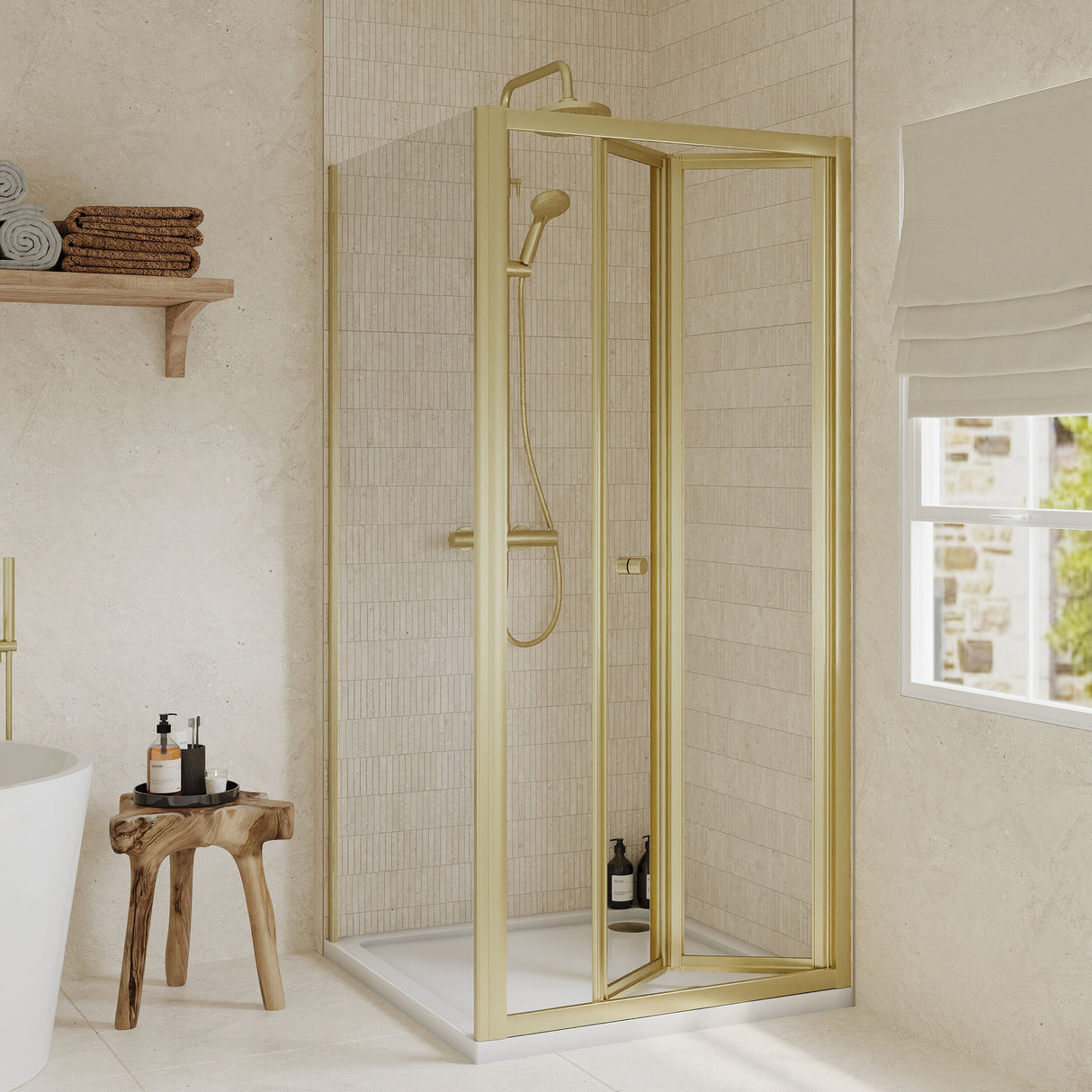 [BEZET056] Almington Bi-Fold Shower Door, Side Panel and Shower Tray - Choice of Size and Finish - Lifestyle 1