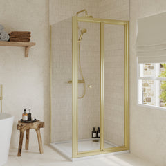 Almington Bi-Fold Shower Door, Side Panel and Shower Tray - Choice of Size and Finish