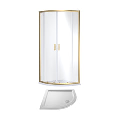 [BEZET059] Almington 6mm Toughened Safety Glass Quadrant Shower Enclosure and Resin Shower Tray - Choice of Size and Finish - Cutout