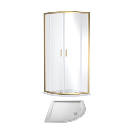 [BEZET059] Almington 6mm Toughened Safety Glass Quadrant Shower Enclosure and Resin Shower Tray - Choice of Size and Finish - Cutout