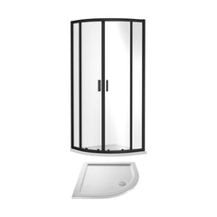 [BEZET060] Almington 6mm Toughened Safety Glass Quadrant Shower Enclosure and Resin Shower Tray - Choice of Size and Finish - Cutout