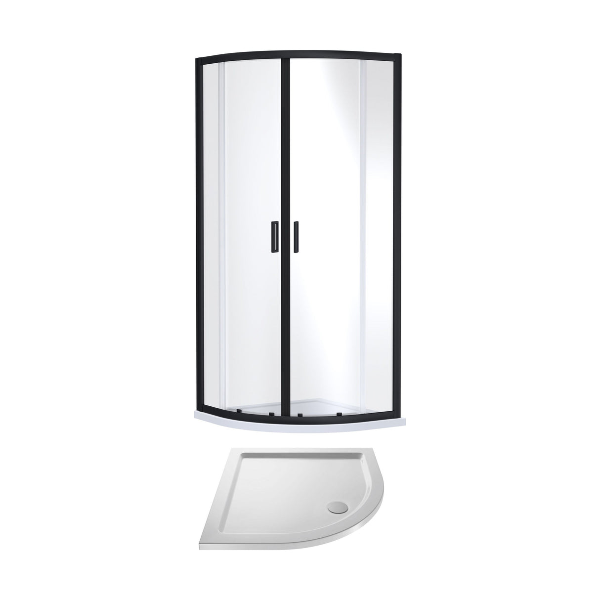 [BEZET063] Almington 6mm Toughened Safety Glass Quadrant Shower Enclosure and Resin Shower Tray - Choice of Size and Finish - Cutout