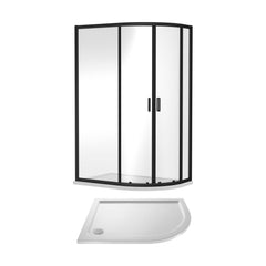 [BEZET066] Almington Offset Quadrant Shower Enclosure and Shower Tray - Choice of Size, Tray Orientation and Finish - Cutout