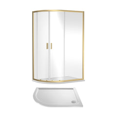 [BEZET068] Almington Offset Quadrant Shower Enclosure and Shower Tray - Choice of Size, Tray Orientation and Finish - Cutout
