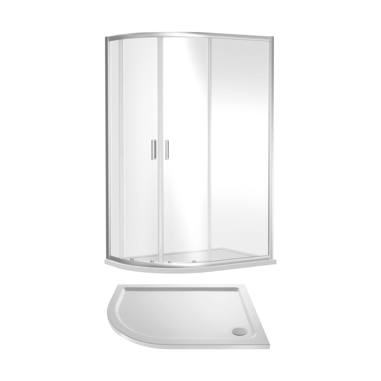 [BEZET073] Almington Offset Quadrant Shower Enclosure and Shower Tray - Choice of Size, Tray Orientation and Finish - Cutout