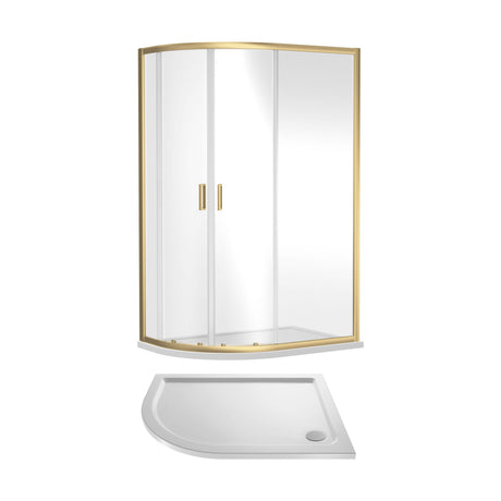 [BEZET074] Almington Offset Quadrant Shower Enclosure and Shower Tray - Choice of Size, Tray Orientation and Finish - Cutout