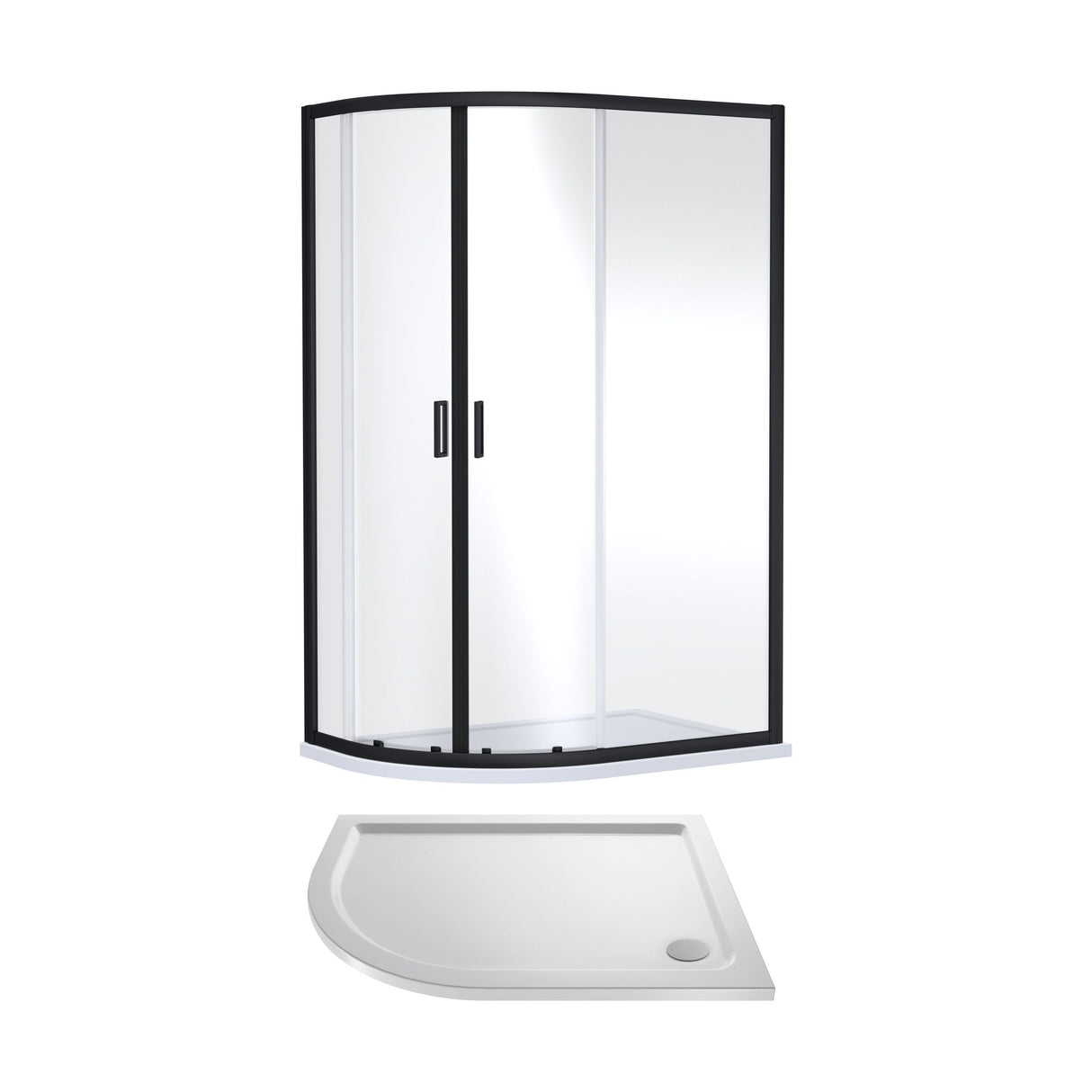 [BEZET075] Almington Offset Quadrant Shower Enclosure and Shower Tray - Choice of Size, Tray Orientation and Finish - Cutout