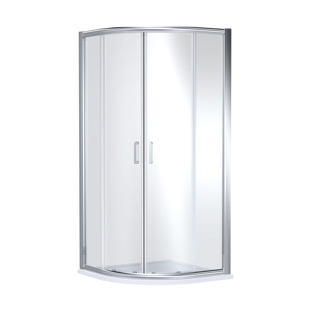[BEZLU001] 8mm Toughened Safety Glass Quadrant Shower Enclosure and Resin Shower Tray - Choice of Size and Finish - Cutout