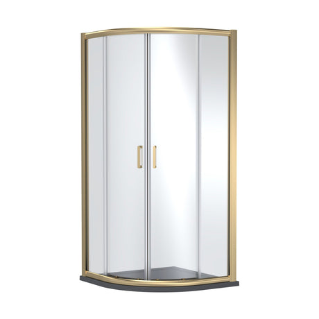 [BEZLU007] 8mm Toughened Safety Glass Quadrant Shower Enclosure and Resin Shower Tray - Choice of Size and Finish - Cutout