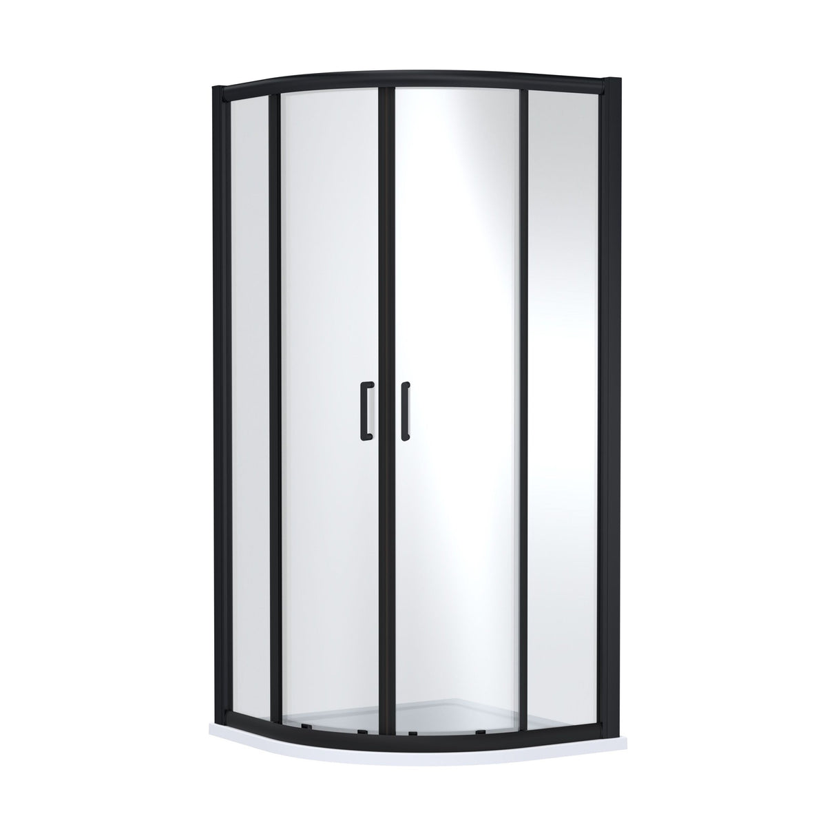 [BEZLU011] 8mm Toughened Safety Glass Quadrant Shower Enclosure and Resin Shower Tray - Choice of Size and Finish - Cutout